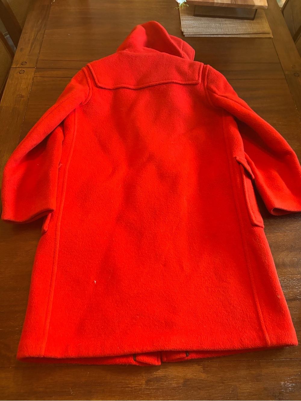 Vintage Burberrys Made in England Red 100% Wool Duffle Toggle Coat Hooded 12/13 - Picture 6 of 6